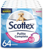 Scottex Clean Complete Space Saving Toilet Paper (Pack of 64)