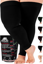 Mojo Compression Socks - 20-30mmHg Graduated Support Thigh-Hi Leg Sleeves with Grip Top - Reduces Swelling, Ideal for Varicose Veins, Lymphedema, DVT Treatment - 1 Pair