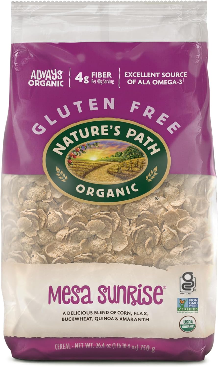 Nature's Path Organic Mesa Sunrise Cereal, 26.4 oz (Pack of 1), Flax Seeds, Quinoa, Amaranth, Gluten Free, Earth Friendly Packaging