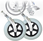 LIGUOYI Wheelchair Caster Wheel with Front Forks, 2 Pcs Hard Rubber Tire 6" 7" 8" Caster Assembly, Solid Wheelchair Accessories, 1/2" Mounting Axle, Anti-wear & Non-Slip, Replacement Casters