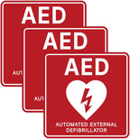3PCS AED Sign Stickers, Waterproof Durable Automated External Defibrillator Inside Label, Emergency AED Accessories for AED Wall Cabinet, Home & Box 5.1''x5.1''