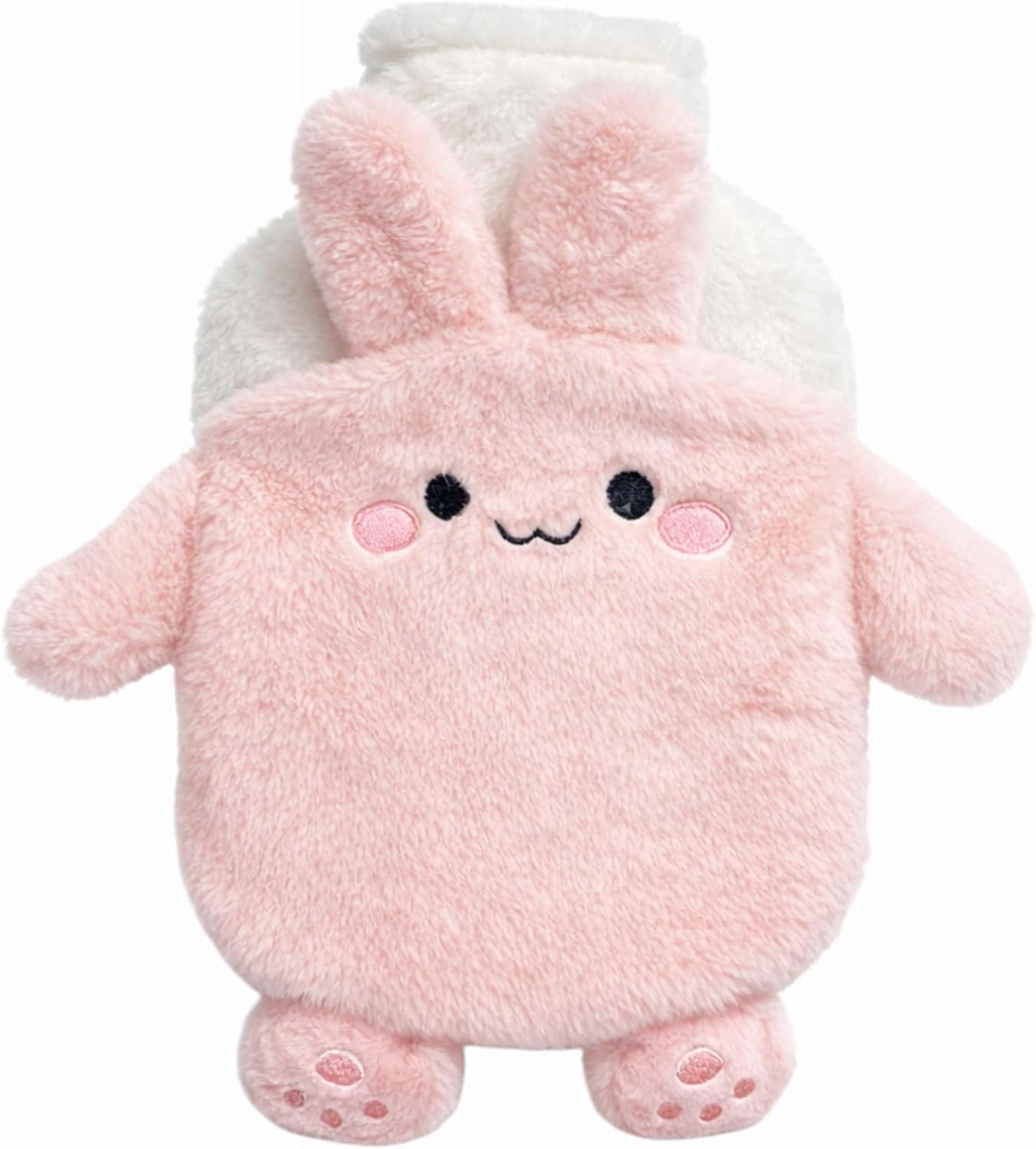 Fuzzy Hot Water Bottle Cute, Rubber Hot Water Bottle with Cover Only, Hot Water Bottles Bag for Pain Relief, Small Hot Water Bottles Heating Pad, Period Warm Compress (1 L)