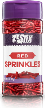 Red Sprinkles 3 oz Bottle | Jimmies Sprinkles for Cake Decorating | Dessert Topping for Baking, Cupcakes, Cookies, Ice Cream, Holidays & Parties