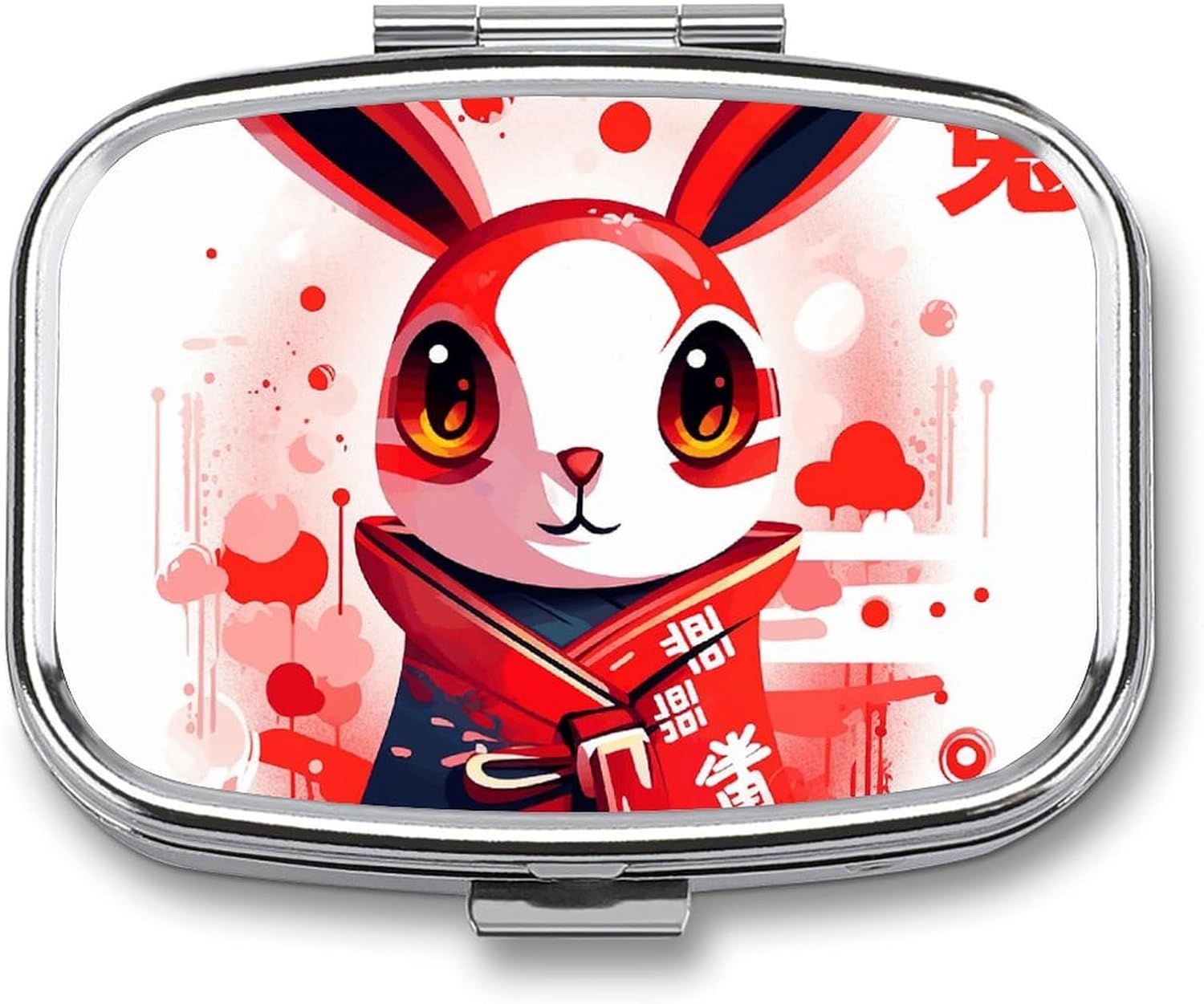 Pill Box Pill Case for Woman Weekly Pill Organizer Bunny Face Small Pillbox Pill Container with 3 Compartments Portable Vitamin Holder Boxes for Travel Medicine Organizer