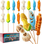 S’mores Campfire Marshmallows with Roasting Sticks, 0.7oz (16 Pack) Big Some More Conton Candy with Assorted Fruit Flavors, Individually Wrapped Marshmallow for Camping, Bonfires, Roasting Parties