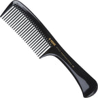 Kent SPC83 Black Salon-Style Barber Comb and Dressing Cutting Detangler with Wide Teeth - Professional Barber Wide Tooth Comb for Styling for Medium and Thick. Ergonomic Grip for Daily Use.
