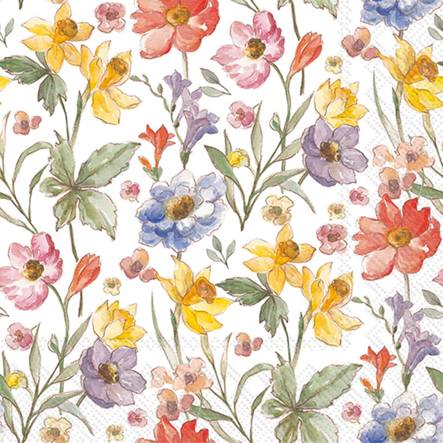 IHR Ideal Home Range Party Napkins Disposable 3-Ply Paper Lunch Napkin Pack, 6.5" x 6.5", Soft Flowers (Cream), 20-Count