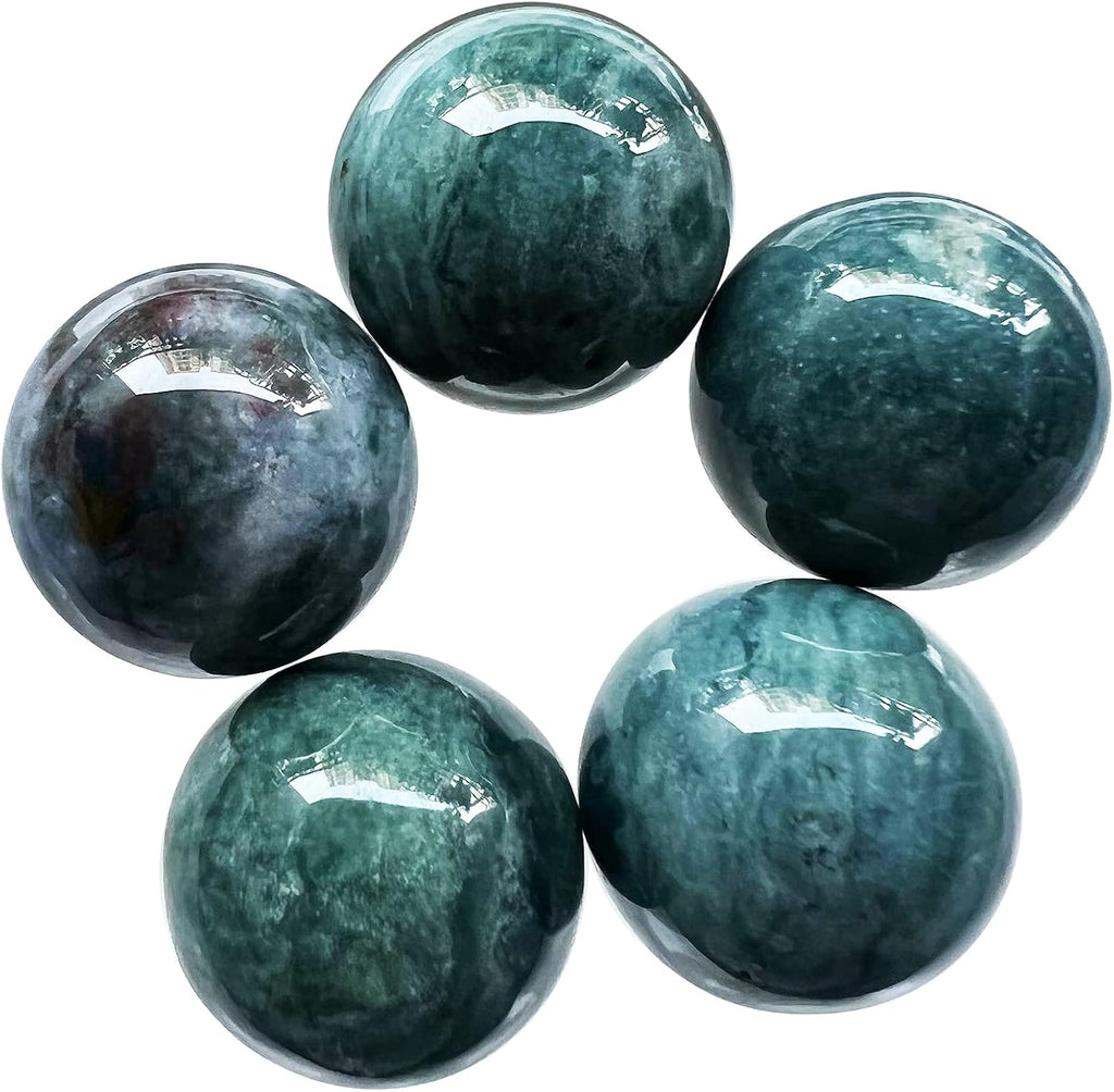 Fekuar 5 Pcs Ocean Jasper Crystal Sphere Ball Set, Polished Healing Energy Mineral Gemstone Balls for Reiki Chakra Decoration Fengshui 20mm