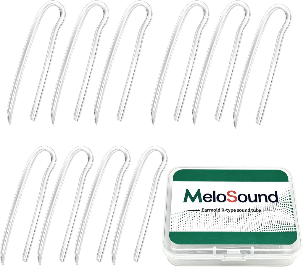 10-Pack Preformed BTE Earmold Hearing Aid Tubes Replacement, Clear Soft Flexible Tubing 3.1mm OD 2mm ID, Cut-to-Length to Reduce Feedback, Size 13#