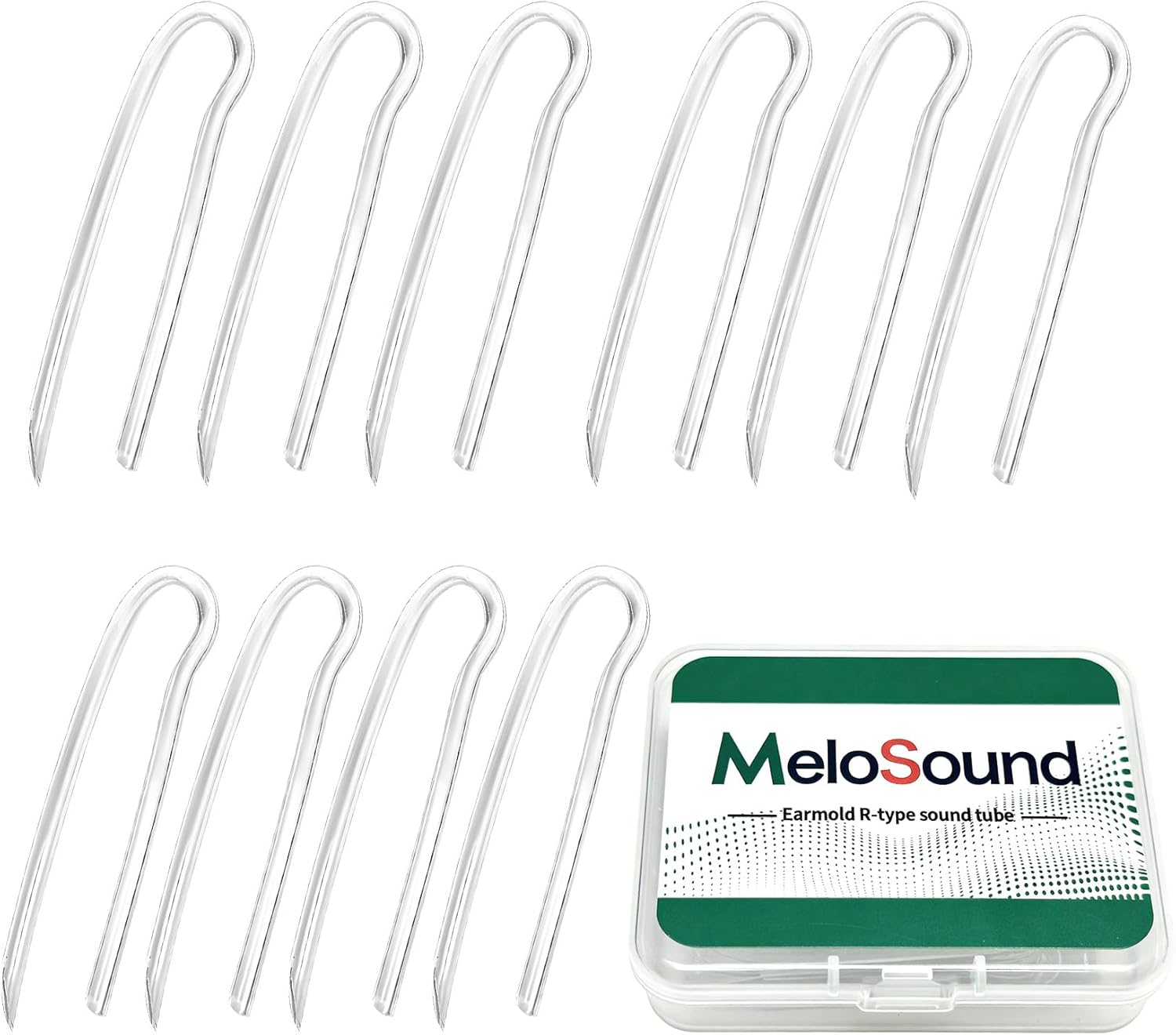 10-Pack Preformed BTE Earmold Hearing Aid Tubes Replacement, Clear Soft Flexible Tubing 3.1mm OD 2mm ID, Cut-to-Length to Reduce Feedback, Size 13#
