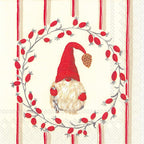 Boston International IHR Christmas 3-Ply Paper Napkins, 20-Count Cocktail Size, Little Nisse - Red, (C742910)