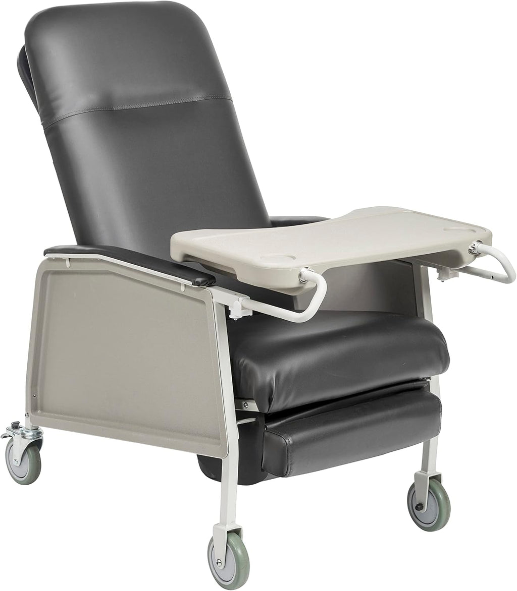 Drive Medical 3 Position Heavy Duty Bariatric Geri Chair Recliner, Reclining Clinical Chair with Armrests and Tray, Extra Wide Seat, Charcoal