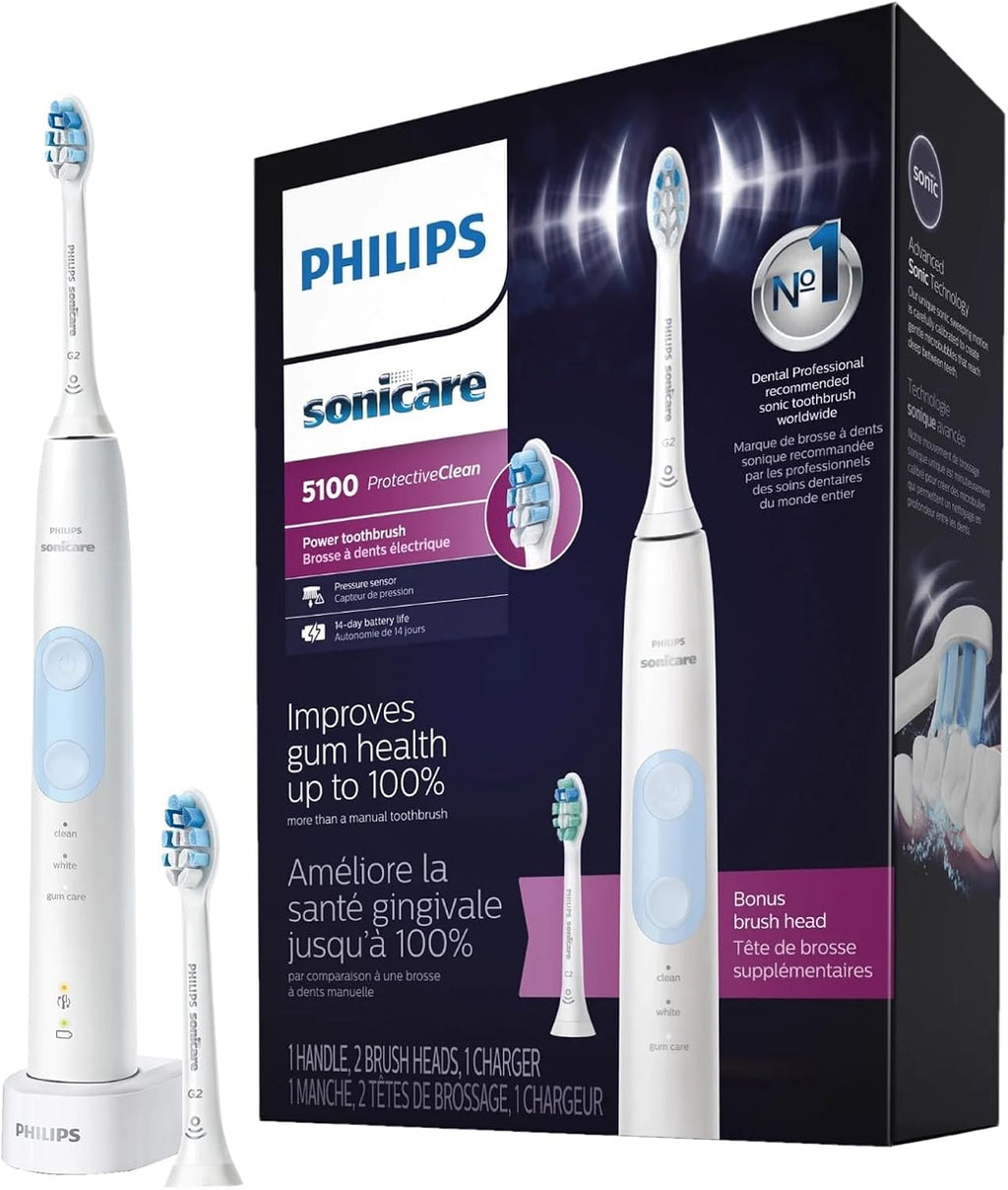 Philips Sonicare ProtectiveClean Electric Toothbrush with Plaque Control Brush Head, Rechargeable Sonicare Toothbrush with Pressure Sensor, Phillips Sonic Toothbrush, Gum Health Brush Head