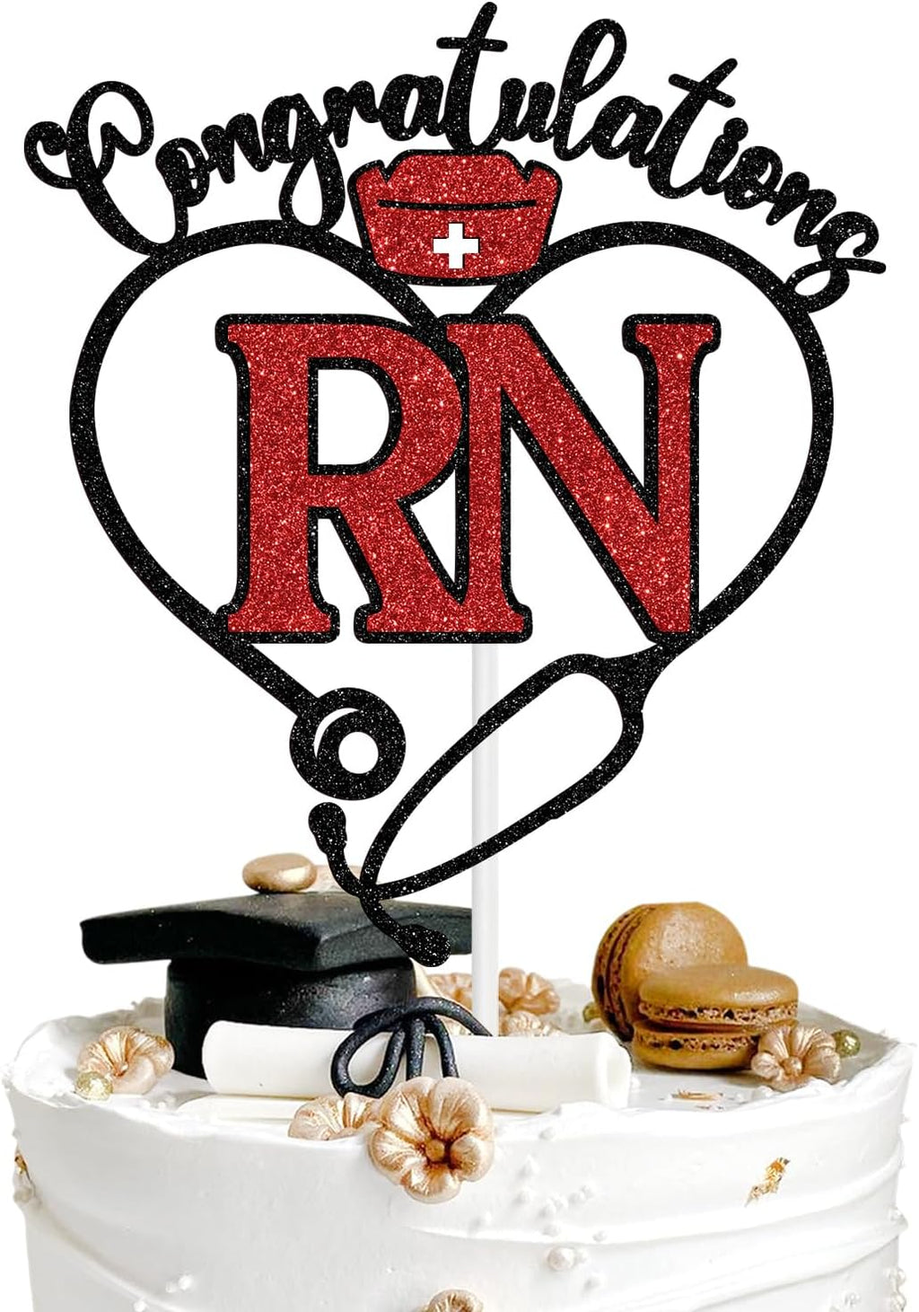 Congratulations RN Cake Topper, Congrats Nurse/Future Registered Nurse, Class of 2025 Nursing School Survivor Graduation Party Decoration Supplies