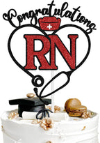 Congratulations RN Cake Topper, Congrats Nurse/Future Registered Nurse, Class of 2025 Nursing School Survivor Graduation Party Decoration Supplies