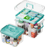 Covetree 2-Pack Clear Plastic Medicine Storage Organizer & First Aid Box – Multi-Layer Medicine Storage Box, Durable Medicine Organizer, Clear Medicine Storage Box for Home, Office & Travel