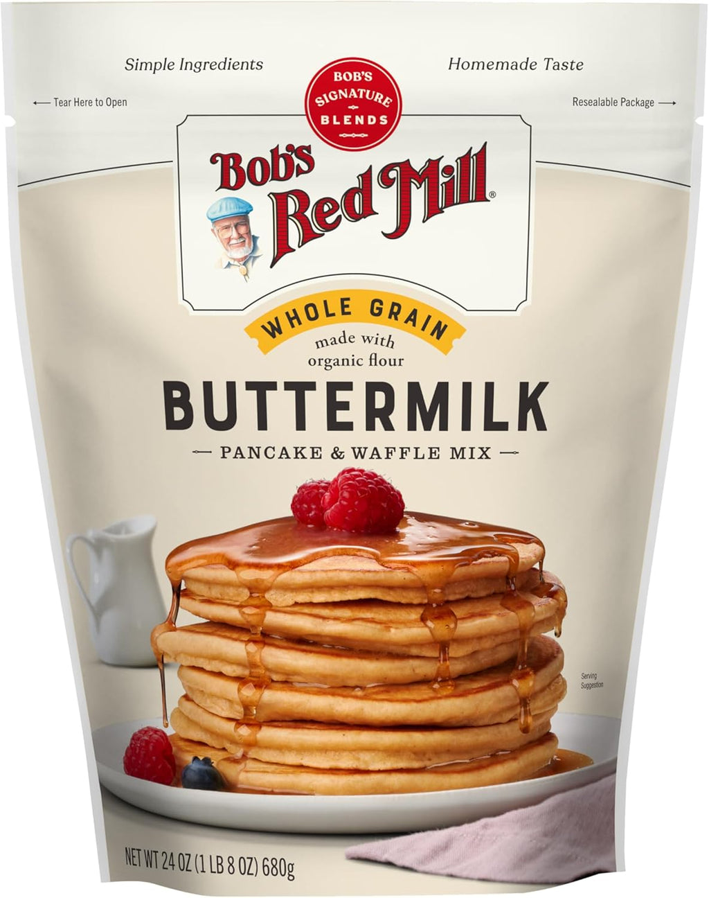 Bob's Red Mill Organic Buttermilk Pancake & Waffle Mix, 24 oz (Pack of 1) - Organic, Kosher, Packaging May Vary