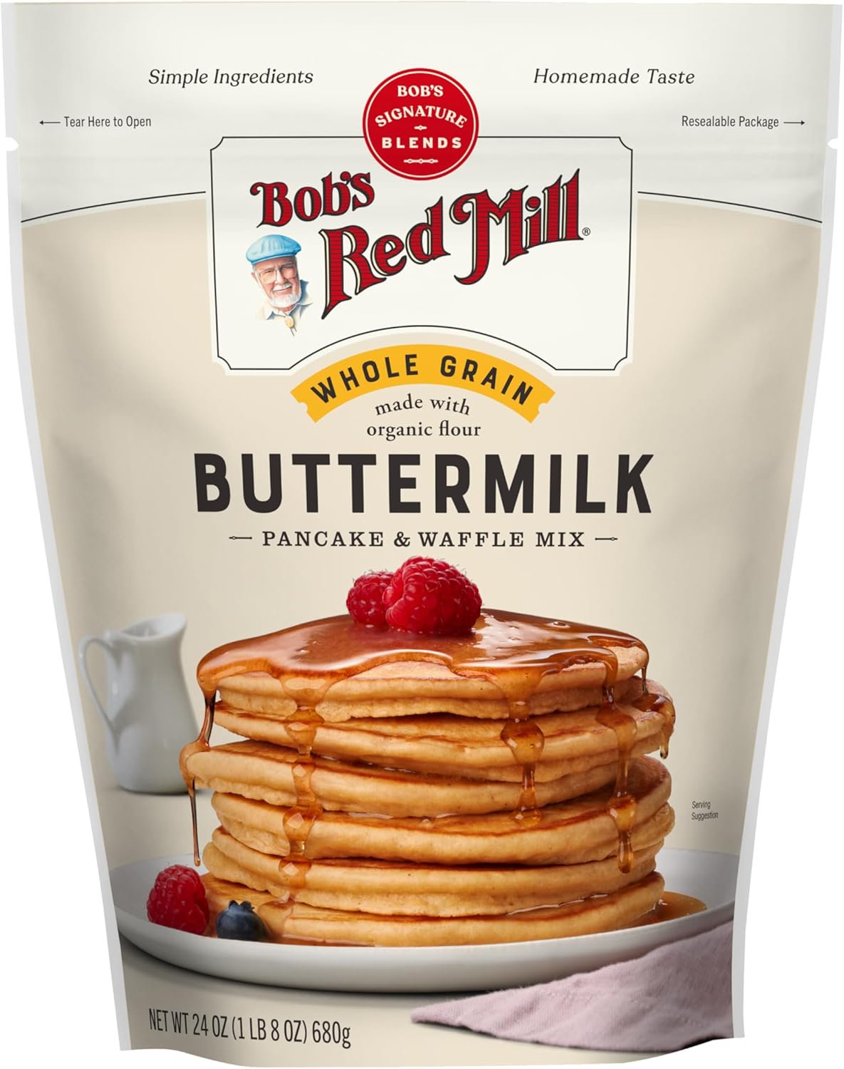 Bob's Red Mill Organic Buttermilk Pancake & Waffle Mix, 24 oz (Pack of 1) - Organic, Kosher, Packaging May Vary