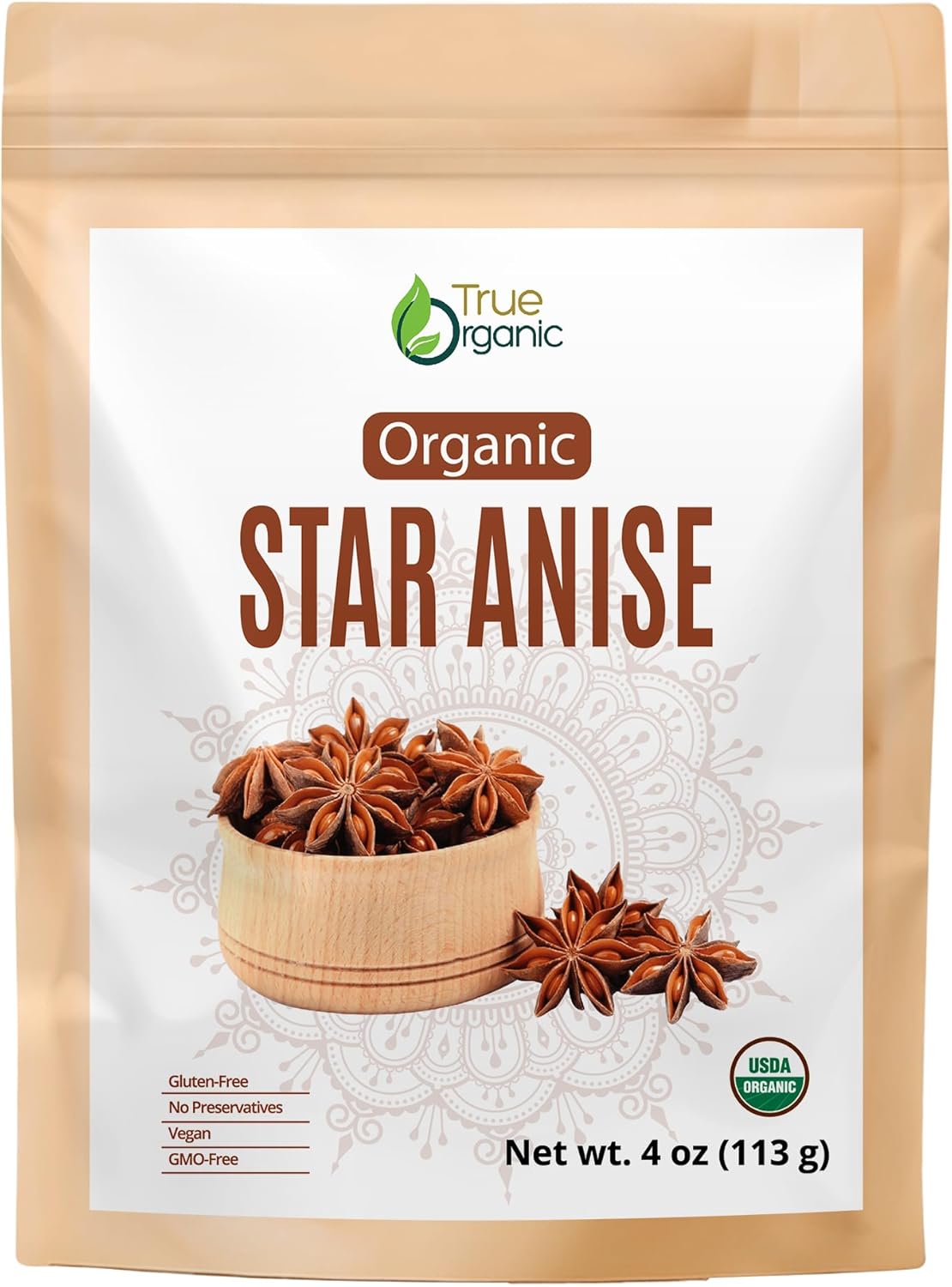 True Organic Premium Vietnam Star Anise-4oz |Certified USDA Organic |Premium Quality for Tea,Cooking & Baking