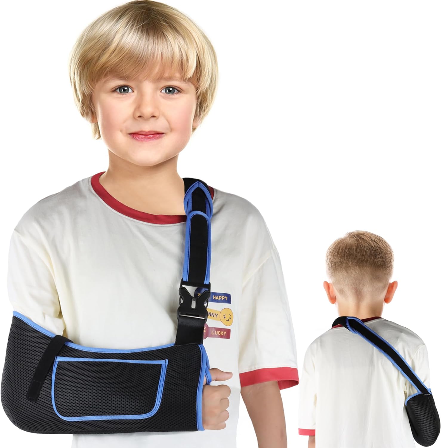 Kids Arm Sling,Mesh Medical Sling with Adjustable Shoulder Pad,Breathable Children Arm Support Shoulder Immobilizer Brace for Elbow,Wrist Injury,Torn Rotator Cuff,Post-Surgery(Black,X-Small)