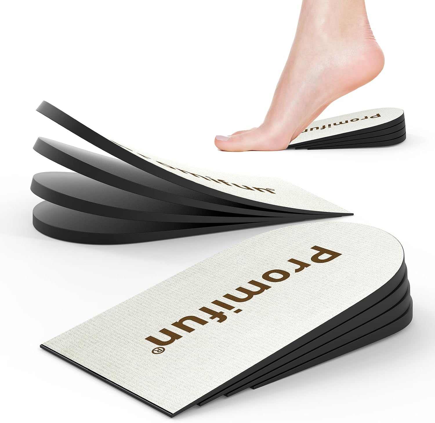 Adjustable Heel Lifts for Heel Pain Relief - Promifun 1-Pair Shoe Inserts for Achilles Tendonitis, Plantar Fasciitis, Heel Spur, Height Increase Inserts, Beige, Women's 4-8.5 (S)