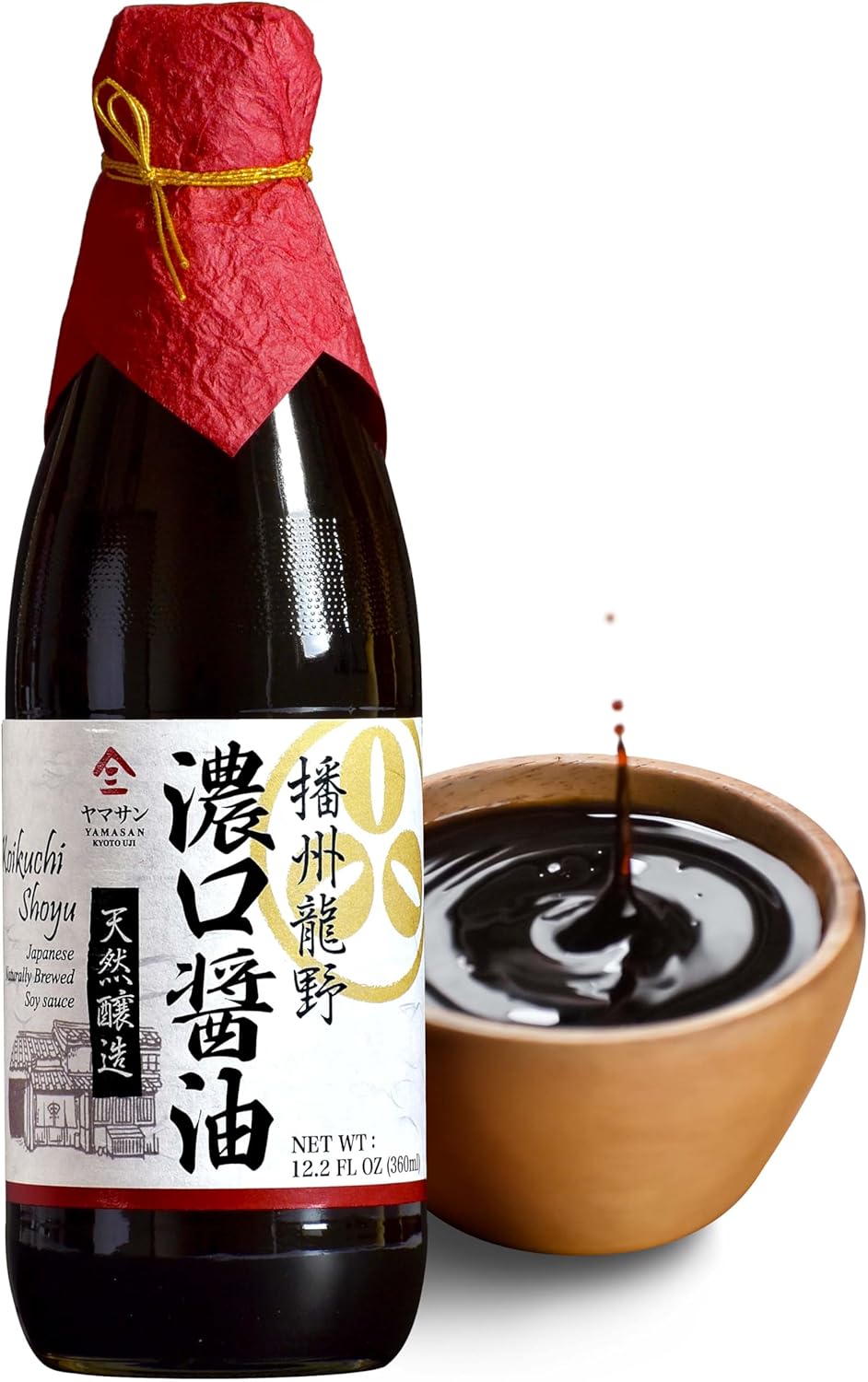 YAMASAN KYOTO UJI Soy Sauce Artisanal Classic 500 Days Aged, Japanese Premium Handmade, Naturally Brewed, No Additives, Non-GMO, Made in Japan (360ml)