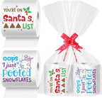 Fullhawl 2 Rolls Christmas Toilet Paper Gifts Santa Claus Toilet Tissue with Packaging Bag and Bow Disposable Xmas Paper Towels Christmas Stocking Stuffers for Holiday Birthday Party Supply(Snowman)