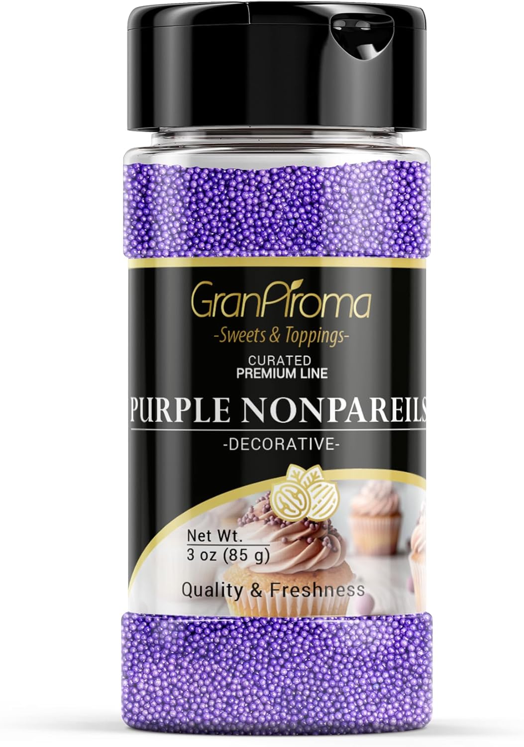 GranAroma Purple Nonpareils, Decorative Sprinkles, Cakes & Cookies, Bakery Staple (3 Ounce)