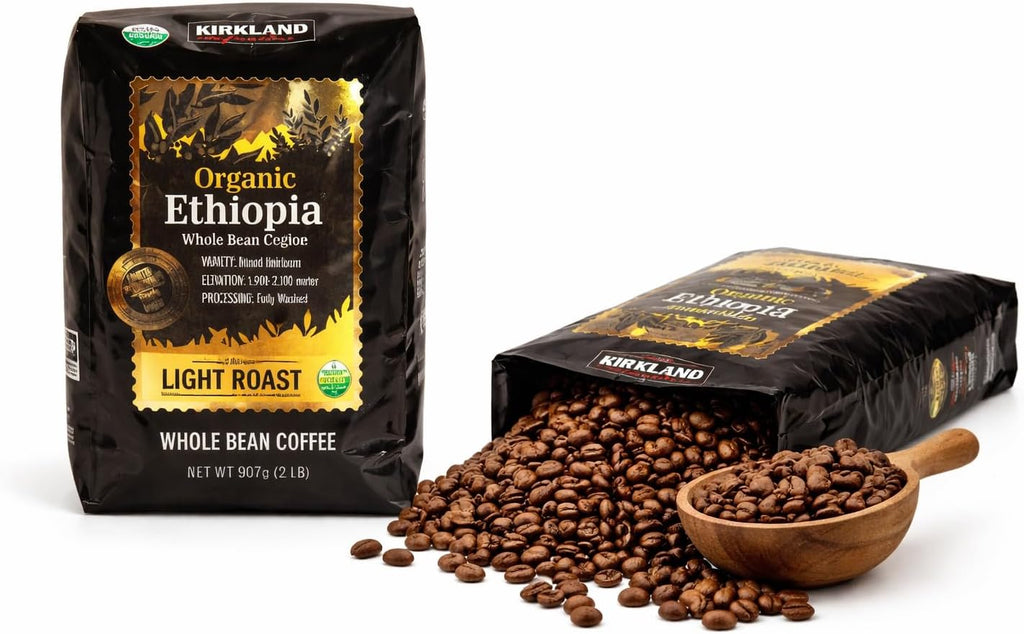 Kirkland Signature Organic Ethiopia Whole Bean Coffee, Light Roast (32 Ounce)