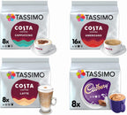 Tassimo Costa Cappuccino//Latte/Americano/Cadbury X 4 Packs Set = 40 Drinks