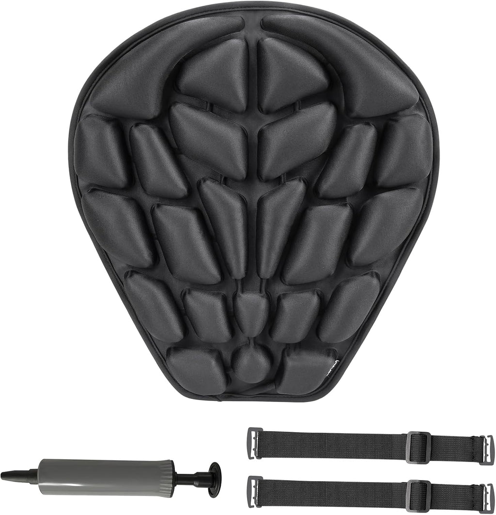 Motorcycle Seat Cushion Inflatable Pad, Pressure Relief Ride Motorcycle Air Cushion Cover Large for Cruiser Touring Saddles Compatible with Harley Davidson Motorcycle (Standard-Black)