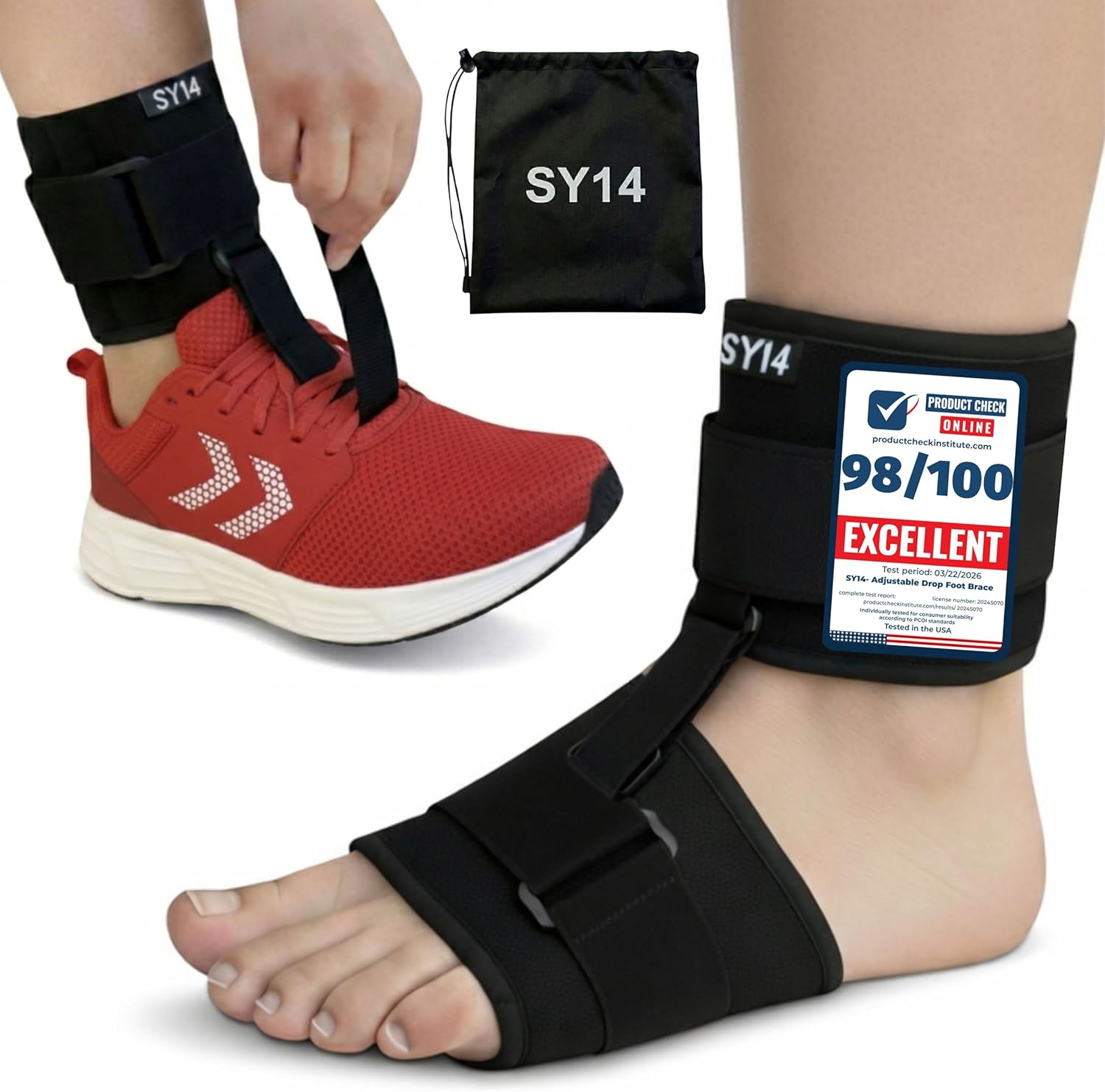 Premium Adjustable Drop Foot Brace For Walking Foot Up AFO Brace Unisex Fits for Right Left Ankle Foot Orthosis Ankle Brace Support Improve Walking Gait Dropped Foot Brace Easter Gift night athlete flexible toe step lift