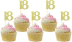 Sotpot 30PCS Gold Glitter 18th Birthday Cupcake Toppers Cheers to 18 Years Cupcake Picks for 18th Birthday Anniversary Party Decorations