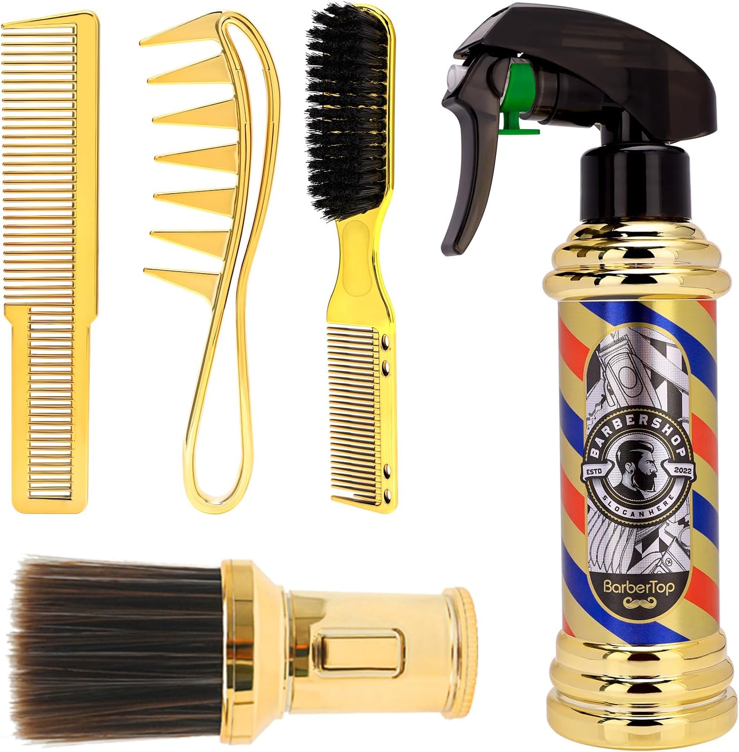 CGBARBER Hair Styling Tools Set, 5 Pieces Salon Tool Kit, Including Spray Bottle, Cleaning Brush, Mix Comb for Beauty Salons Home Use