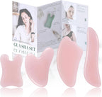 Rena Chris Guasha Massage Tool, 4 Pcs Gua Sha Facial Tool, Guasha Board for SPA Acupuncture Therapy Trigger Point Treatment, Gua Sha Scraping Massage Tool (Pink)