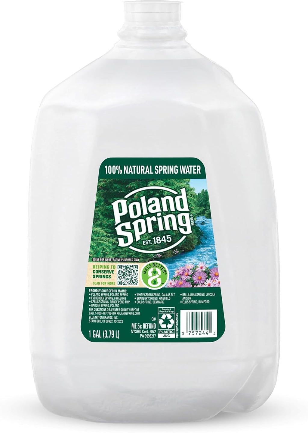 Poland Spring Maine Spring Water Bottles, 1 Gallon Jug – Still Bottled Water with Naturally Occurring Minerals