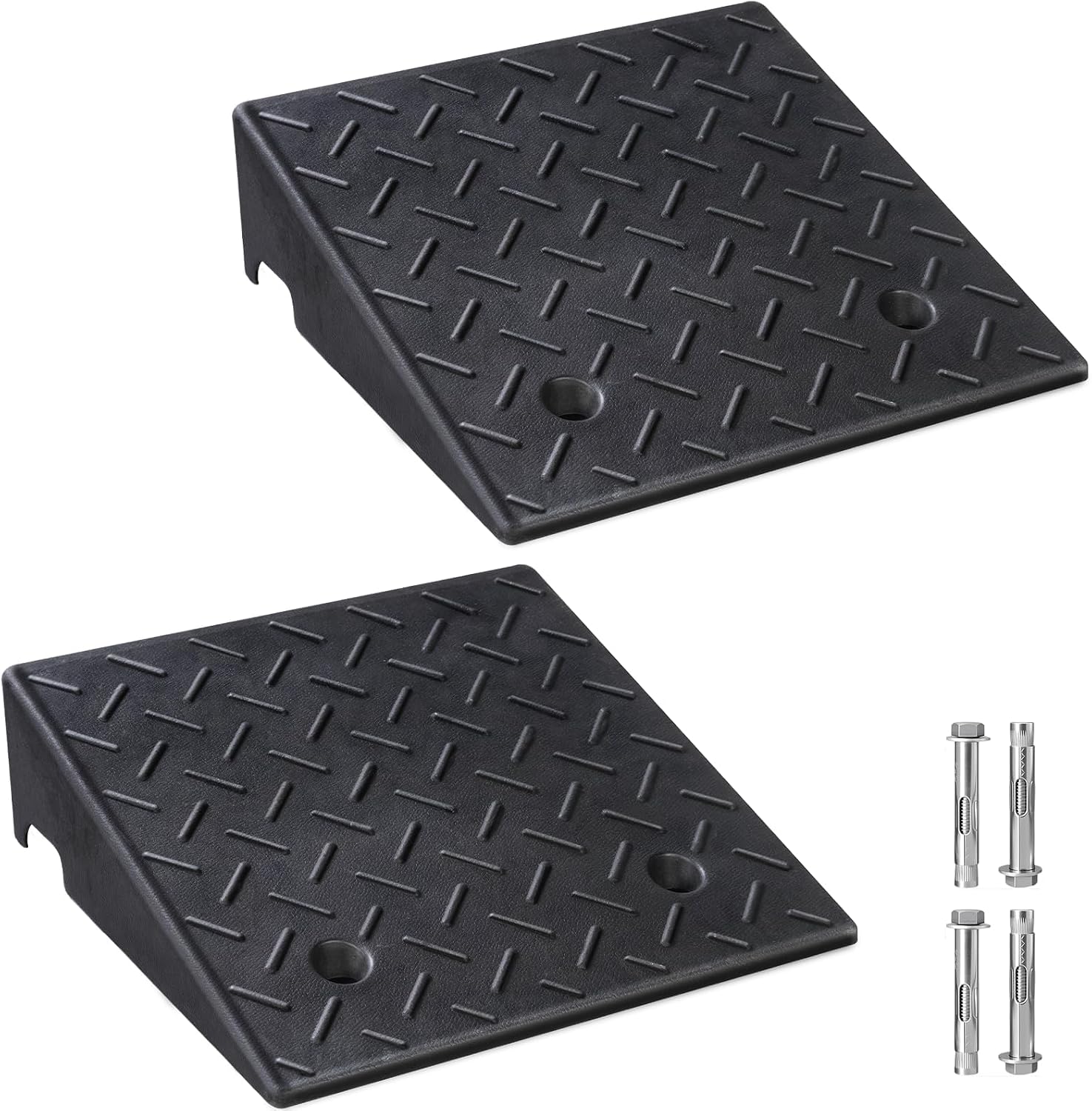 PZ 2PCS Rubber Curb Ramps for Driveway, 7 7/8" Rise Heavy Duty Car Ramp 7000 LBS Capacity 19.69"Lx 19.69"W Non-Slip Portable Shed Threshold Ramps for Doorways Sidewalk Scooters Wheelchairs Motorcycles