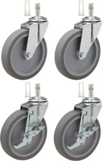 4" Caster Replacement for Rubbermaid Utility Carts | Set of 4 with Brakes | Fits Series 4000, 3355-88, 3424-88