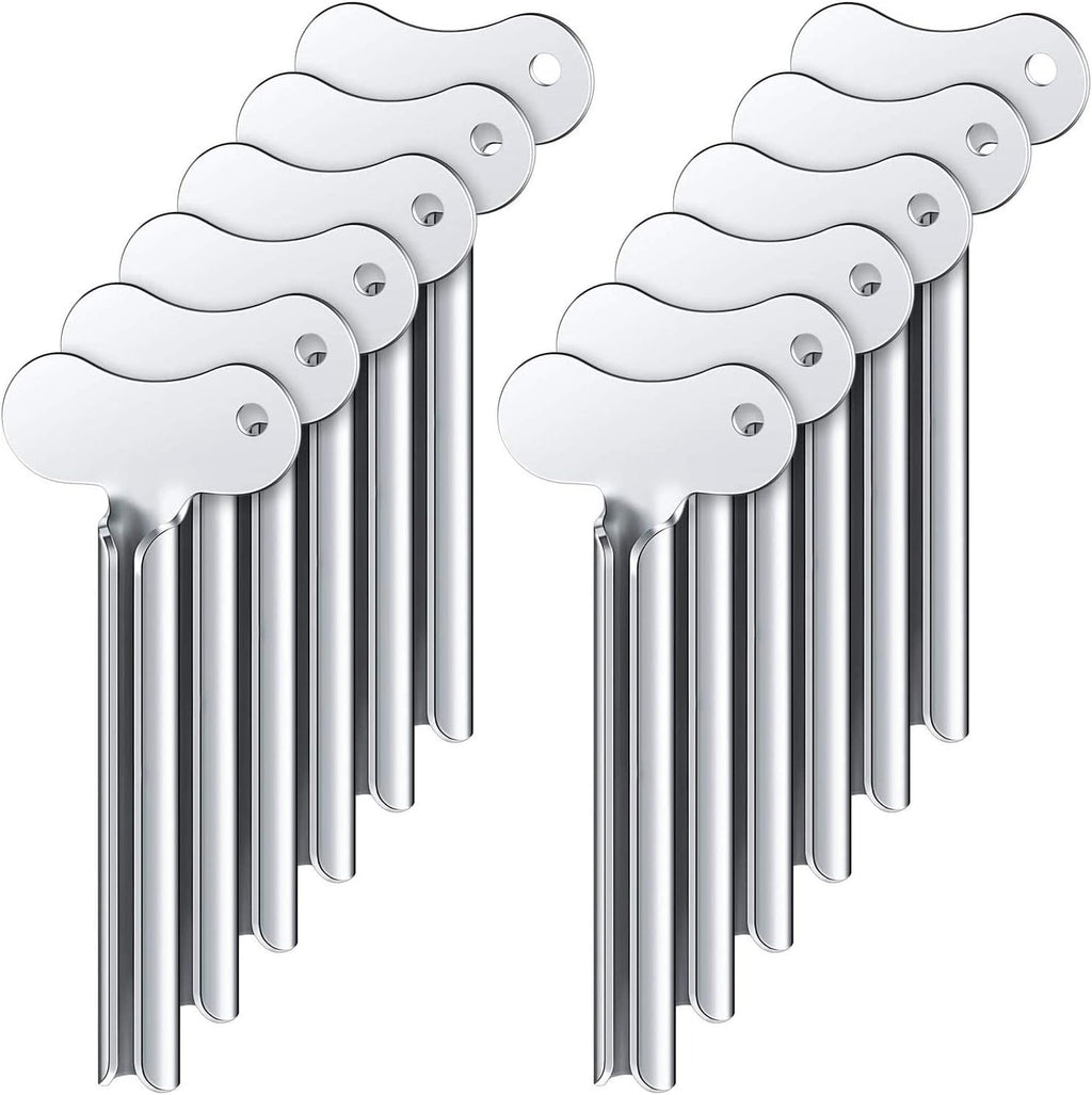 ZOCONE Toothpaste Squeezer, 12pcs Metal Tube Squeezer Key Stainless Steel Toothpaste Roller Tube Wringer for Paint, Cream, Cosmetic and Hair Dye(A)