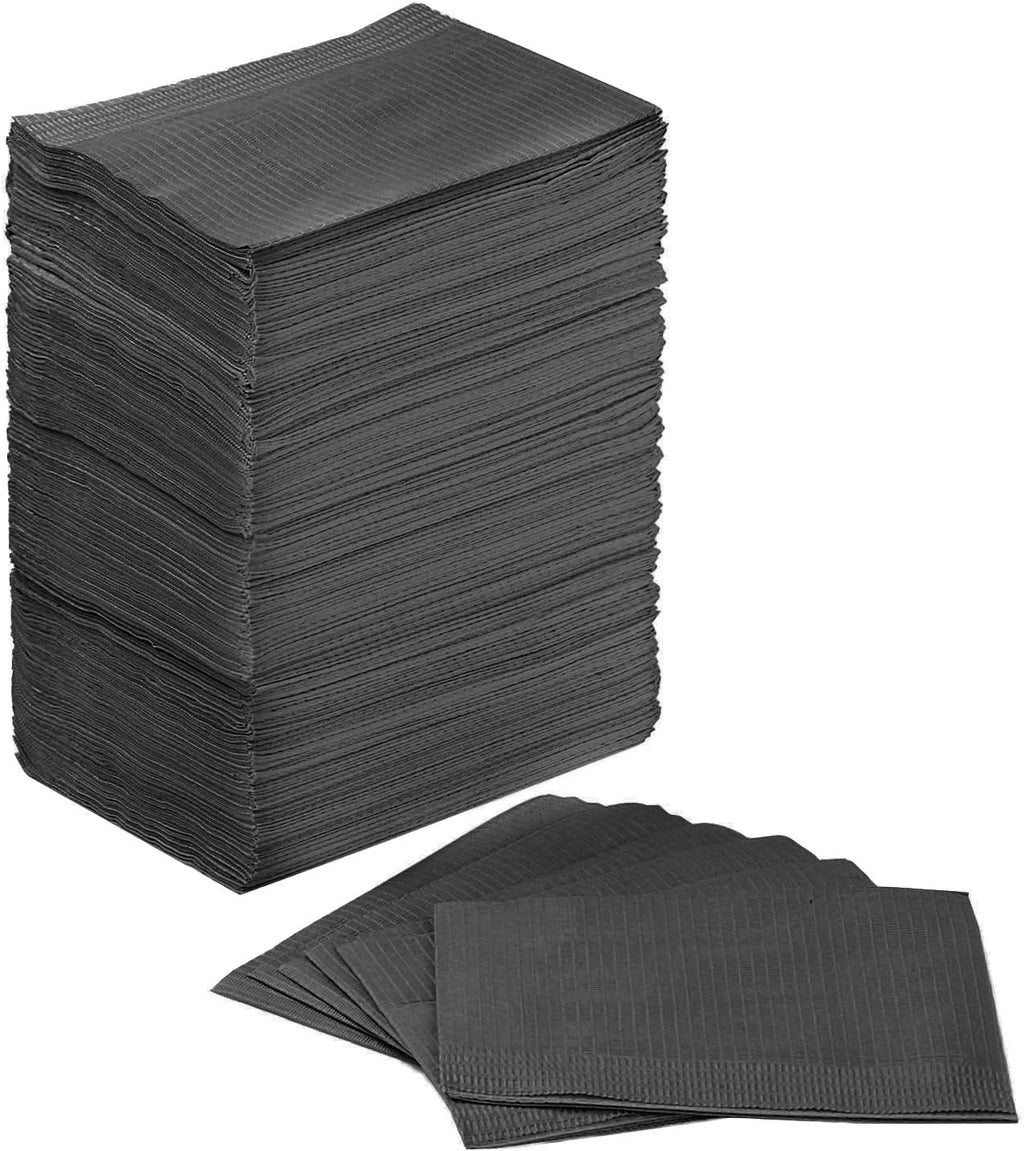 JMU 125 Pack Dental Bibs, Black Dental Bibs Disposable 2-Ply Paper 1-Ply Film, 13" x 18" Tattoo Bibs