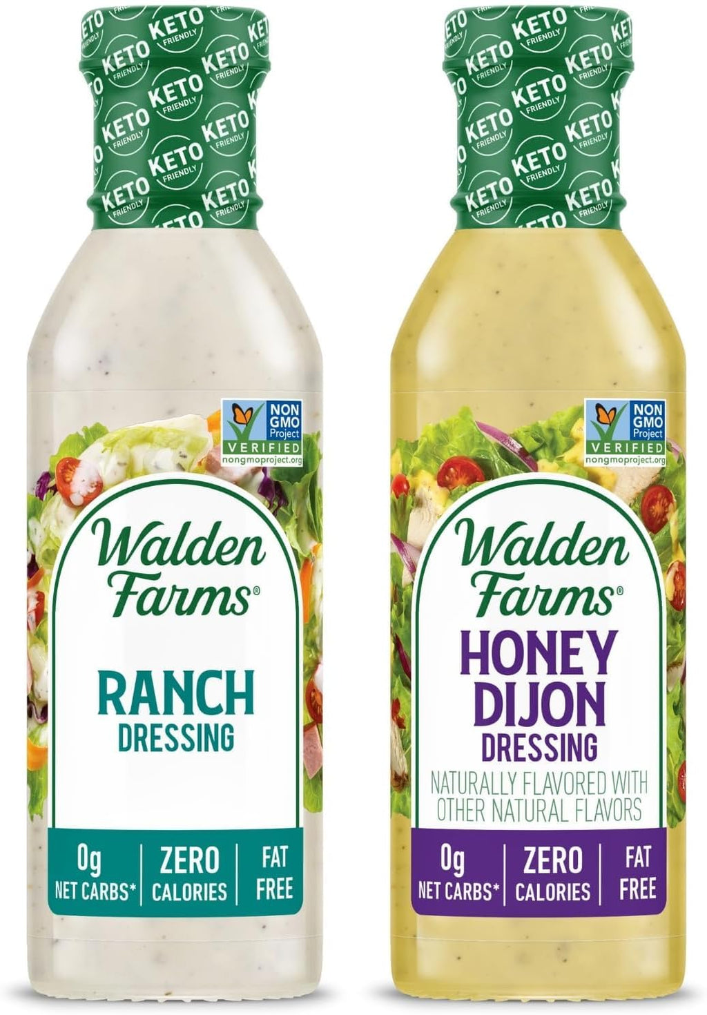 Walden Farms Salad Dressings Variety Pack – Ranch & Honey Dijon – Calorie-Free, Gluten-Free, Low Carb, Keto-Friendly, Sugar-Free, Dairy-Free – 12 Fl Oz (Pack of 2)