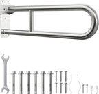 Toilet Grab Bar, Bathroom Safety Handrail Wall Mounted, 304 Stainless Steel Flip Up Folding Support Rail for Elderly Seniors and Handicap Assistance (30 Inch)