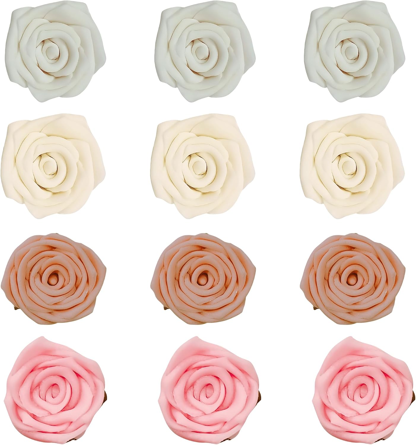 Confect Edible Rose Toppers – Edible Roses for Cake, Cupcake & Doughnut Decorating – Elegant Ombre Floral Toppers for Desserts- Vegan, Dairy-Free, Palm Oil-Free - Pack of 12