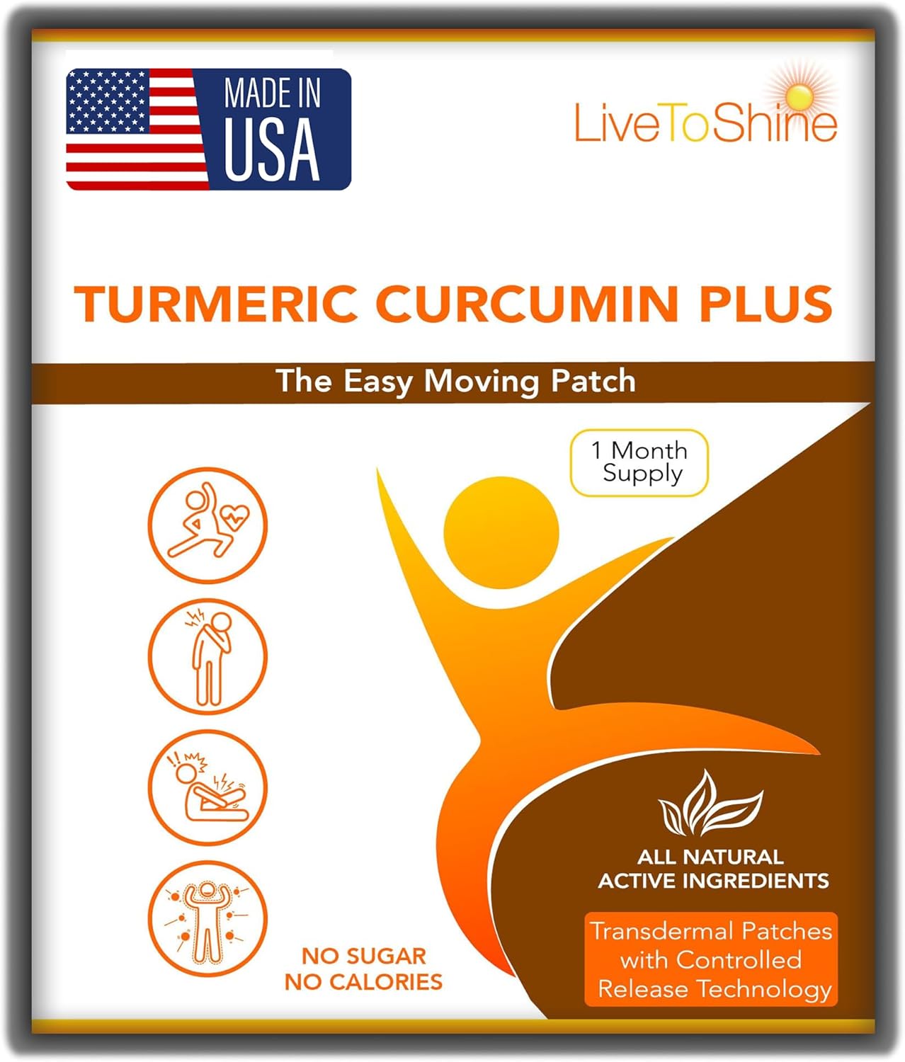 Live To Shine Turmeric Curcumin Topical Patches with Ginger, Boswellia & Holy Basil – Easy Plant-Based Alternative to Pills – 30-Day Supply – Vegan, Clean, USA Made
