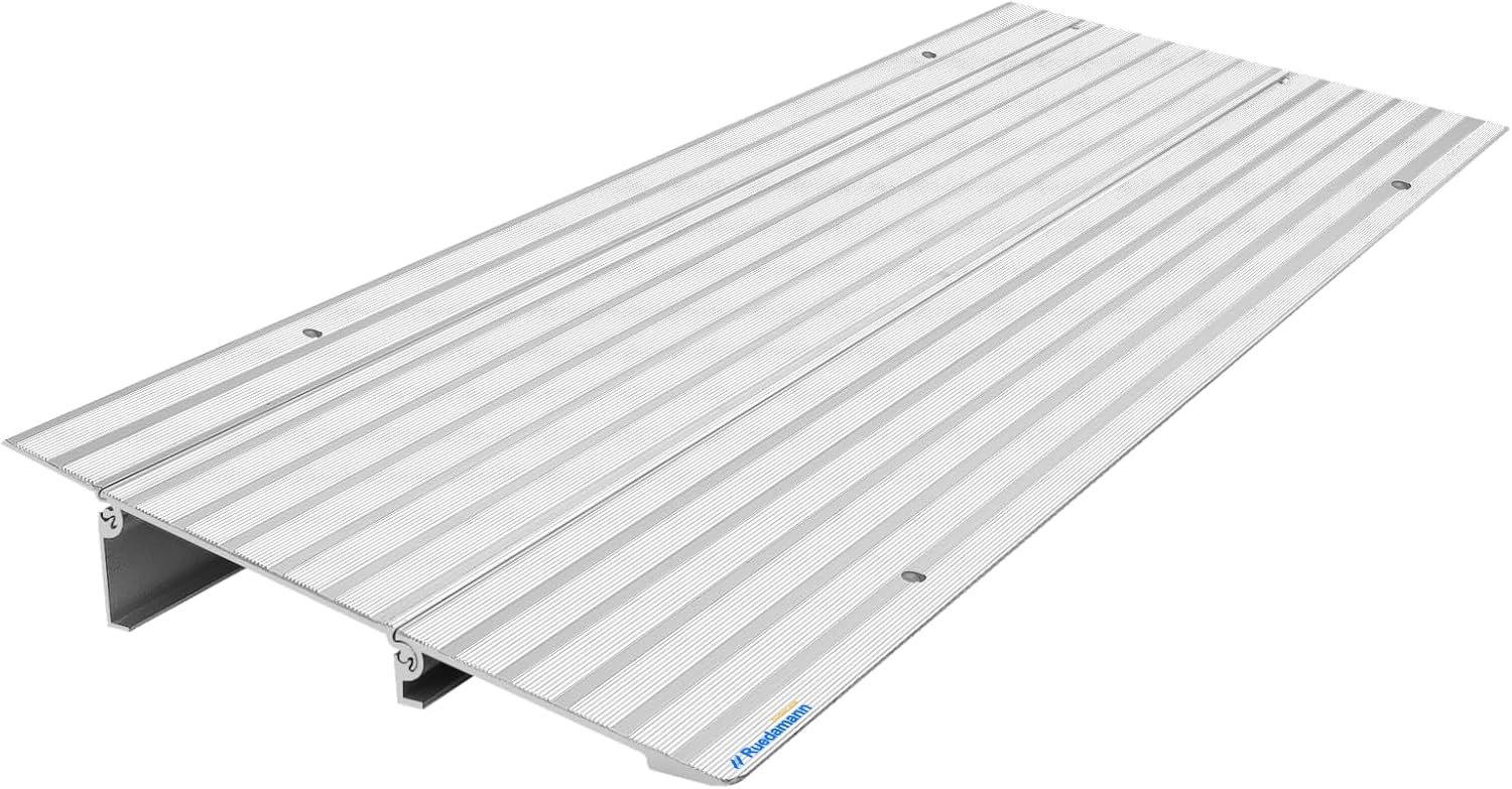 Ruedamann Door Threshold Ramp, 2" Rise Aluminum Threshold Ramps for Doorways, 800 lbs Load Capacity, Handicap Ramps for Home Steps for Wheelchair, Scooters, Power Chairs, Walkers, Bicycle, Tricycle
