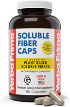 Yerba Prima Soluble Fiber Formula Capsules, 180 Count - Premium Dietary Fiber Supplement, Natural, Concentrated Soluble Fiber, Gluten Free, Non-GMO, Made in USA