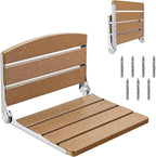 Folding Shower Seat, 16" Foldable Shower Chair Wall Mounted for Inside Shower, Stainless Steel & Hdps Wood Fold Down Shower Bench for Elderly and Disabled - 400lbs