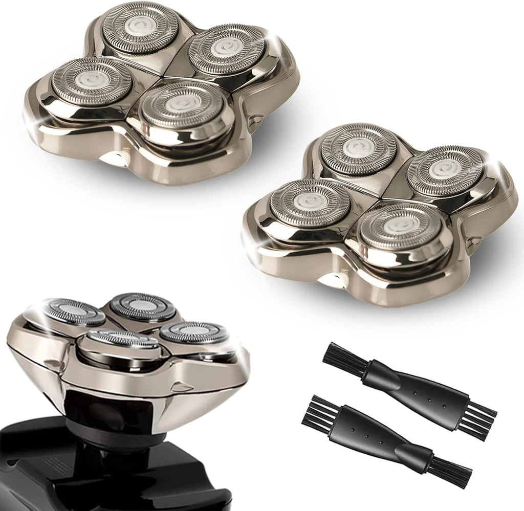 2Pack Pro 4 Shaver Replacement Heads for Skulls Pitbulls Series Gold PRO, Silver PRO, Platinum PRO, Butterfly Kiss PRO Head Shavers, Floating 4 Heads for a Fast, Close and Smooth Shave.