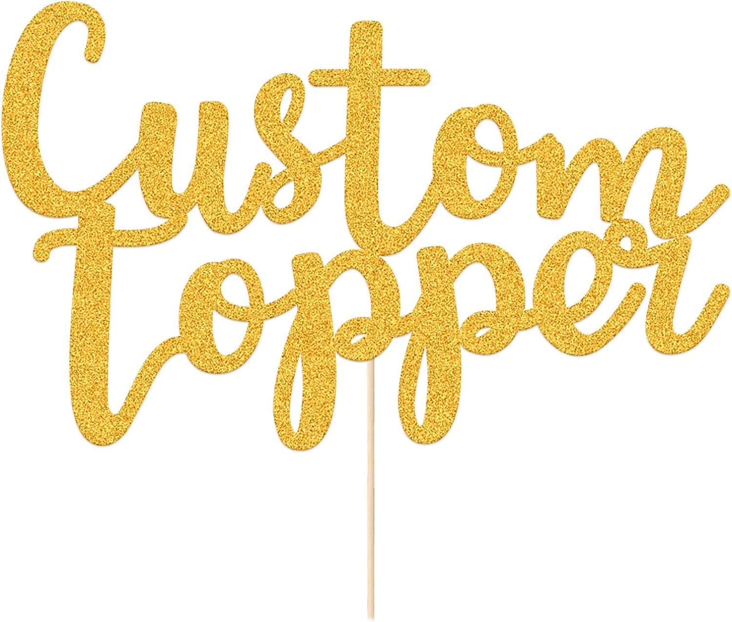 EDSG Custom Cake Topper, Personalized Double Sided Glitter Cake Topper with Any Text Numbers, 11 Colours for Birthday Wedding Anniversary Graduation Baby Shower (Gold)