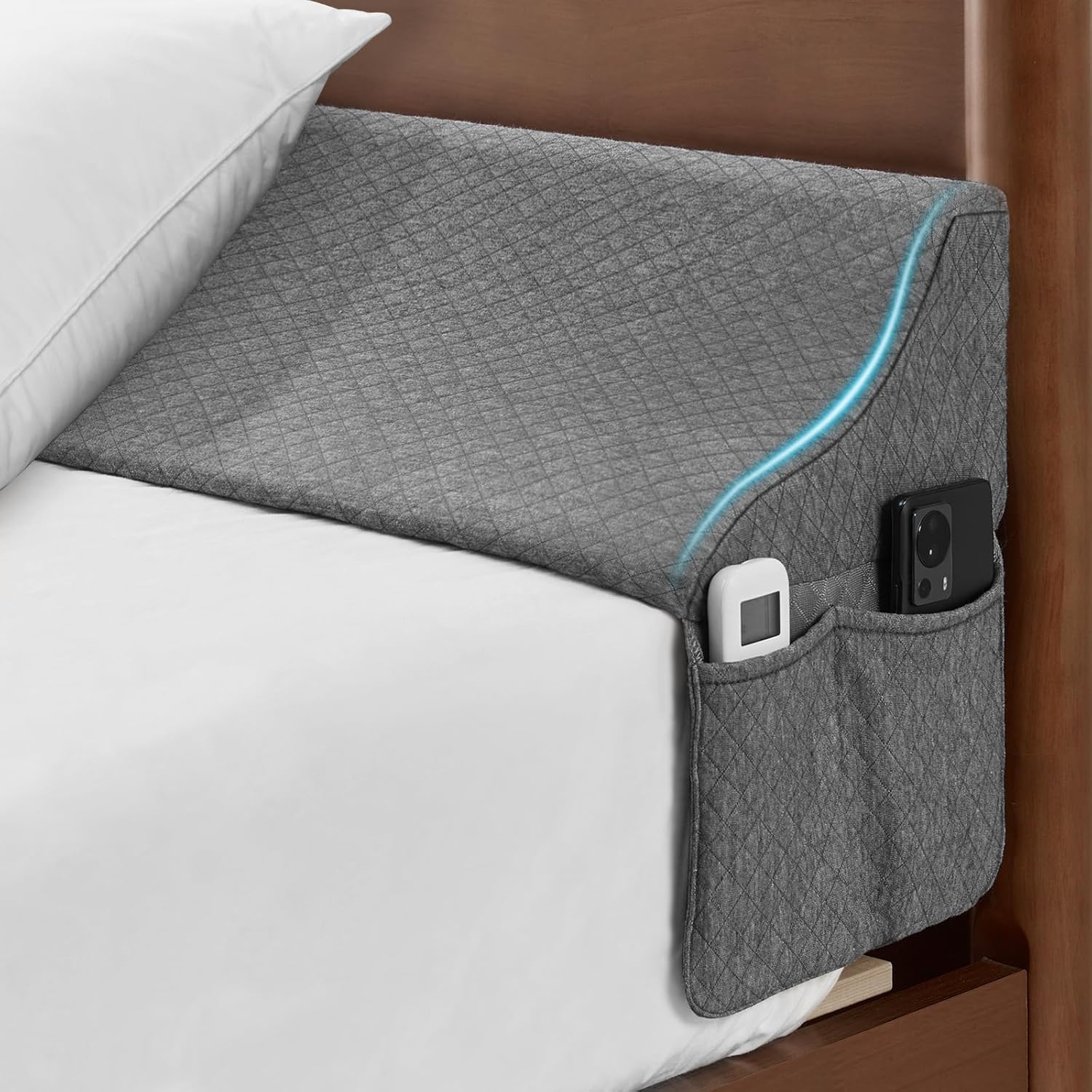 EUHAMS Queen Size Bed Wedge Pillow for Headboard Bed Gap Filller/Mattress Gap Filler (0-7") - Wedge Pillow Headboard Triangle Foam Pillows Wedges Between Headboards Mattress (Grey,60"x10"x6")